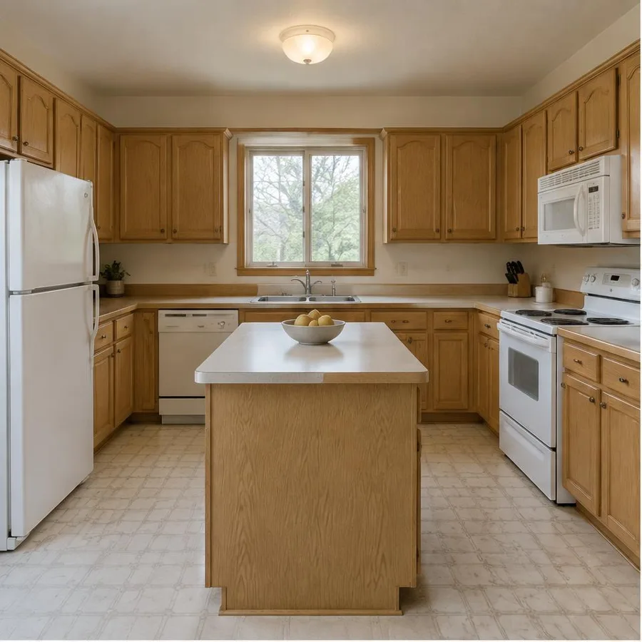 The Matthews kitchen, illustrative dated room before renovation